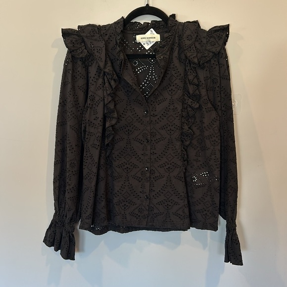 Sofie Schnoor Eyelet Lace Women's Top Black - Picture 6 of 12